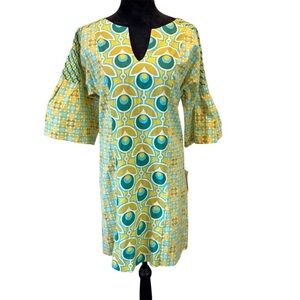 NWT Uncle Frank Vibrant Retro Abstract Floral Patterned Shift Dress,Small